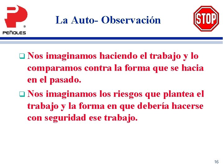 La Auto- Observación q Nos imaginamos haciendo el trabajo y lo comparamos contra la