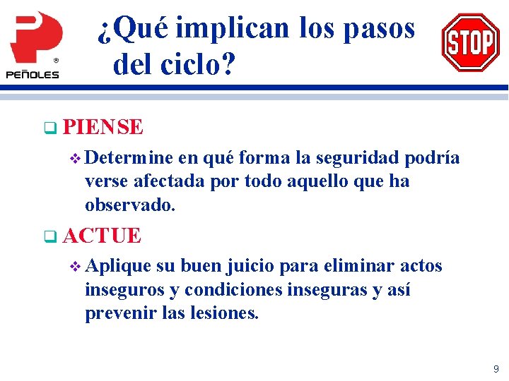 ¿Qué implican los pasos del ciclo? q PIENSE v Determine en qué forma la