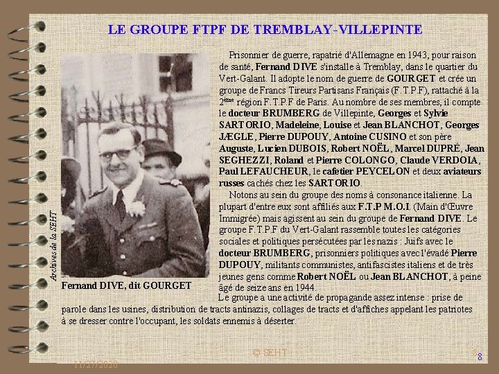 Archives de la SEHT LE GROUPE FTPF DE TREMBLAY-VILLEPINTE Prisonnier de guerre, rapatrié d'Allemagne