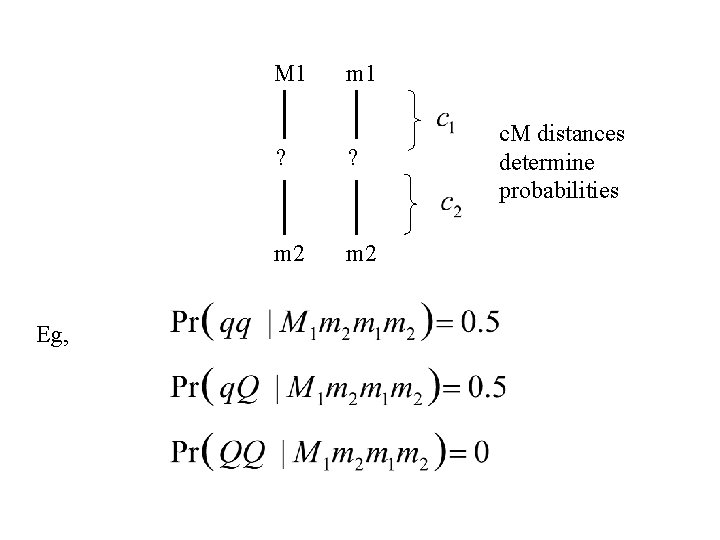 M 1 Eg, m 1 ? ? m 2 c. M distances determine probabilities