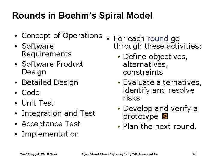 Rounds in Boehm’s Spiral Model • Concept of Operations • For each round go