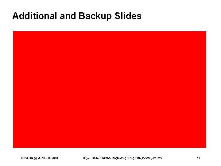 Additional and Backup Slides Bernd Bruegge & Allen H. Dutoit Object-Oriented Software Engineering: Using