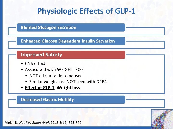 Physiologic Effects of GLP-1 Blunted Glucagon Secretion Enhanced Glucose Dependent Insulin Secretion Improved Satiety