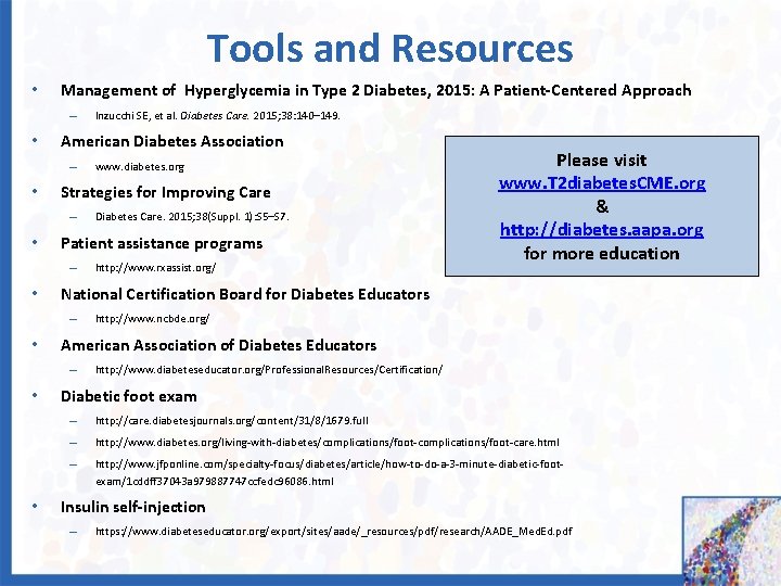 Tools and Resources • Management of Hyperglycemia in Type 2 Diabetes, 2015: A Patient-Centered