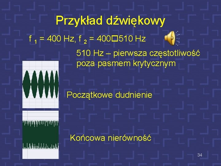 Przykład dźwiękowy f 1 = 400 Hz, f 2 = 400 510 Hz –