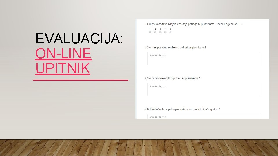 EVALUACIJA: ON-LINE UPITNIK 