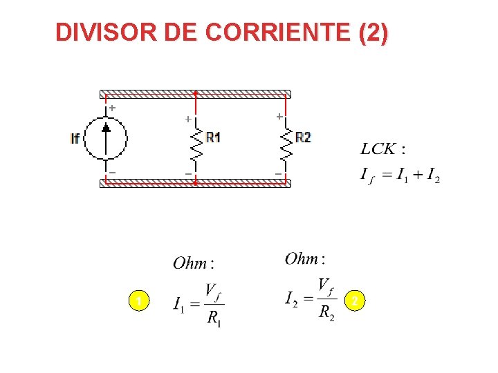 DIVISOR DE CORRIENTE (2) Vf Figura 50 Resistencias en paralelo (R 1 y R