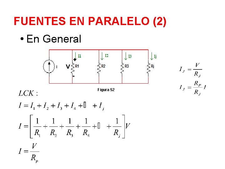 FUENTES EN PARALELO (2) • En General + V Figura 52 