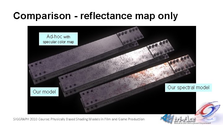 Comparison - reflectance map only Ad-hoc with specular color map Our model SIGGRAPH 2010