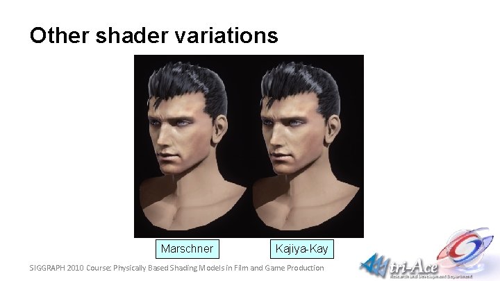 Other shader variations Marschner Kajiya-Kay SIGGRAPH 2010 Course: Physically Based Shading Models in Film