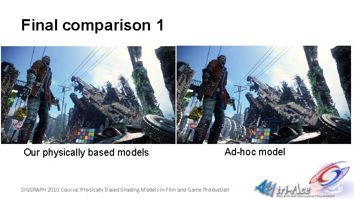 Final comparison 1 Our physically based models Ad-hoc model SIGGRAPH 2010 Course: Physically Based