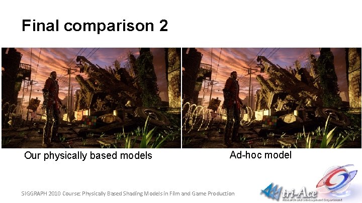 Final comparison 2 Our physically based models Ad-hoc model SIGGRAPH 2010 Course: Physically Based