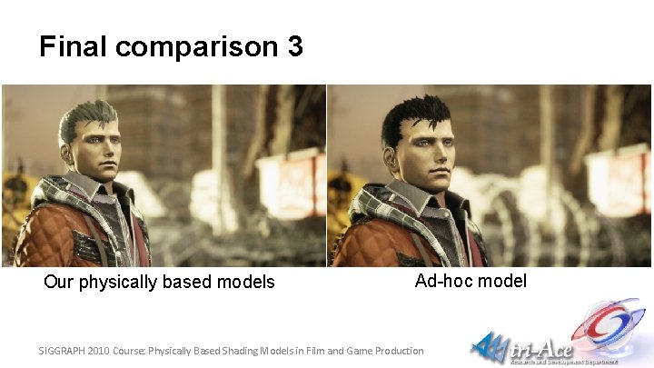 Final comparison 3 Our physically based models Ad-hoc model SIGGRAPH 2010 Course: Physically Based