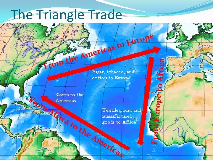The Triangle Trade o t s a eric Fr om Af ric a to