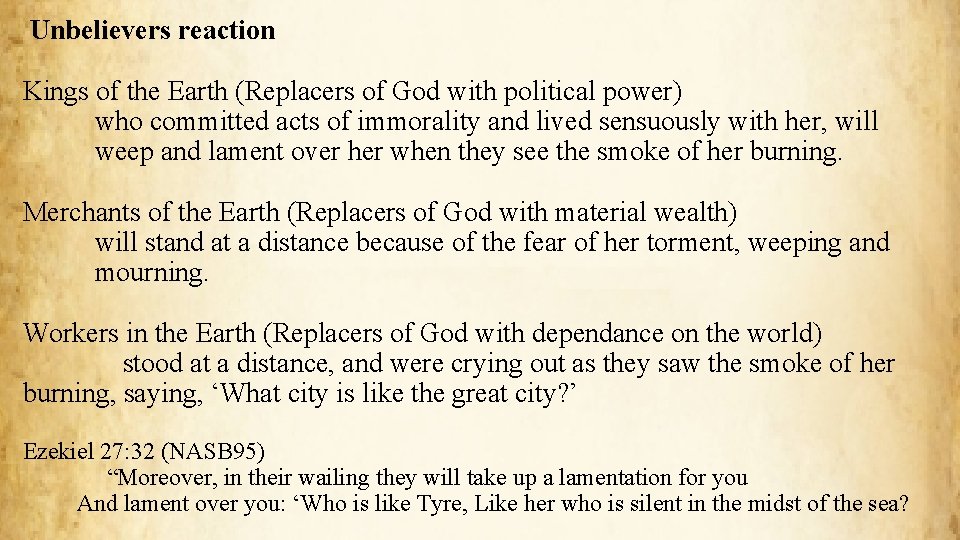 Unbelievers reaction Kings of the Earth (Replacers of God with political power) who committed