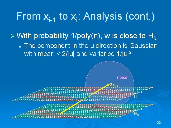 From xi-1 to xi: Analysis (cont. ) Ø With probability 1/poly(n), w is close