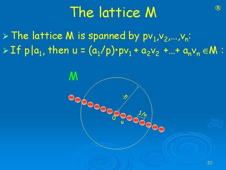 The lattice M Ø The lattice M is spanned by pv 1, v 2,