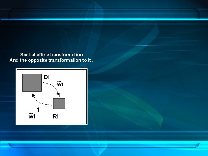 Spatial affine transformation And the opposite transformation to it. 