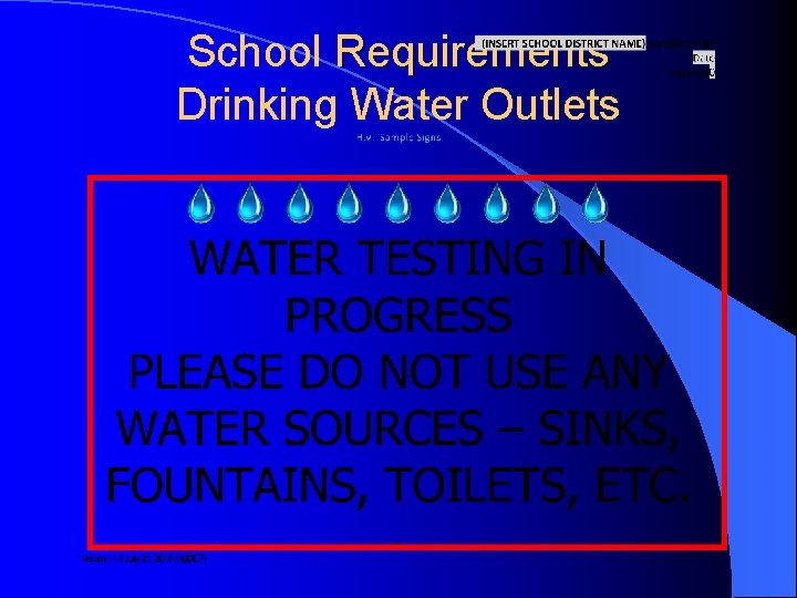 School Requirements Drinking Water Outlets 