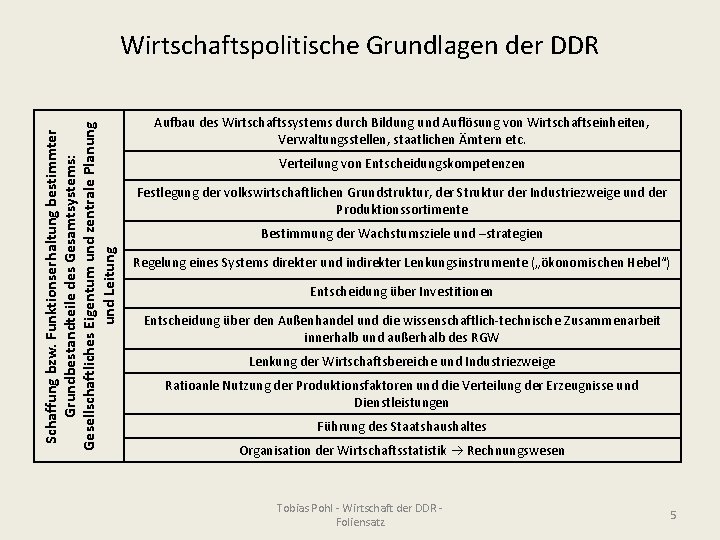 Schaffung bzw. Funktionserhaltung bestimmter Grundbestandteile des Gesamtsystems: Gesellschaftliches Eigentum und zentrale Planung und Leitung