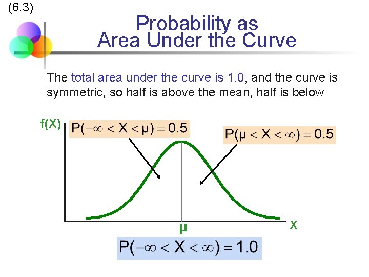 (6. 3) Probability as Area Under the Curve The total area under the curve