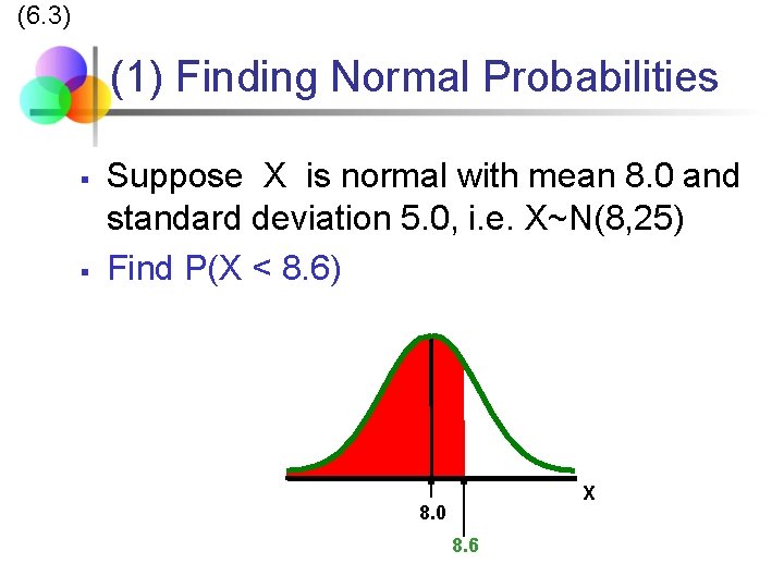 (6. 3) (1) Finding Normal Probabilities § § Suppose X is normal with mean