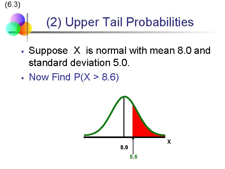 (6. 3) (2) Upper Tail Probabilities § § Suppose X is normal with mean