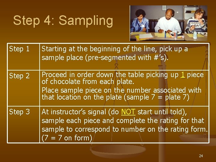 Step 4: Sampling Step 1 Starting at the beginning of the line, pick up