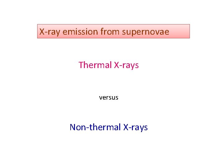 X-ray emission from supernovae Thermal X-rays versus Non-thermal X-rays 