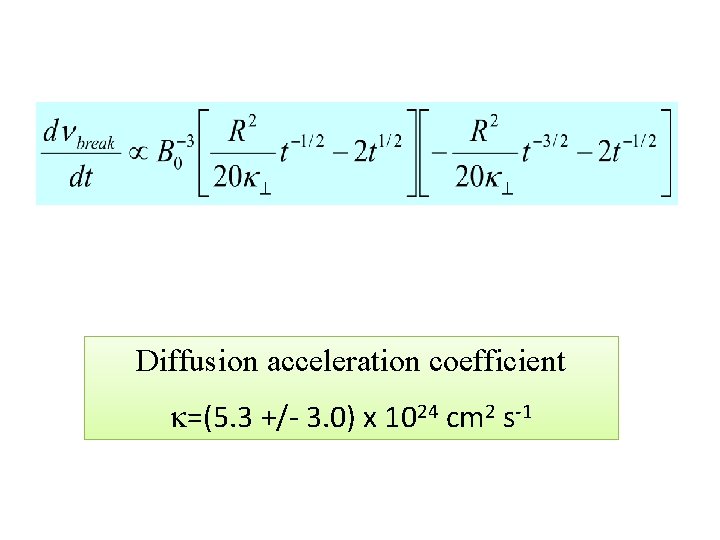 Diffusion acceleration coefficient k=(5. 3 +/- 3. 0) x 1024 cm 2 s-1 