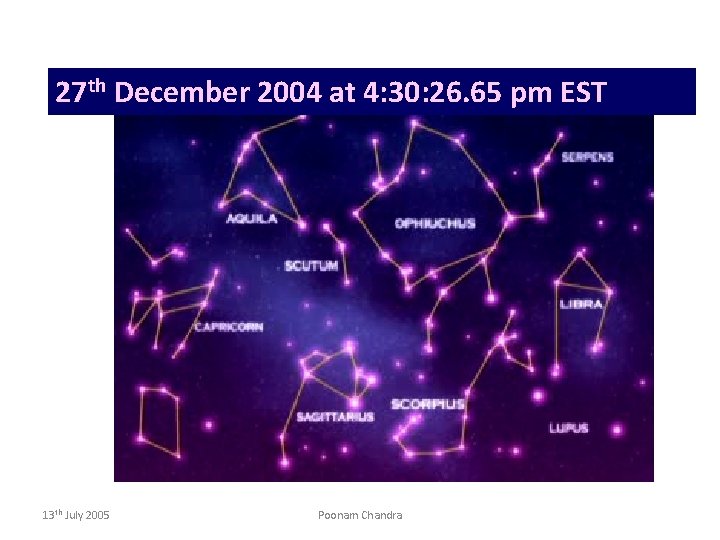 27 th December 2004 at 4: 30: 26. 65 pm EST 13 th July