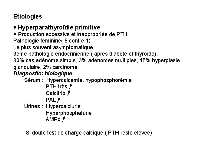 Etiologies Hyperparathyroïdie primitive = Production excessive et inappropriée de PTH Pathologie féminine( 6 contre