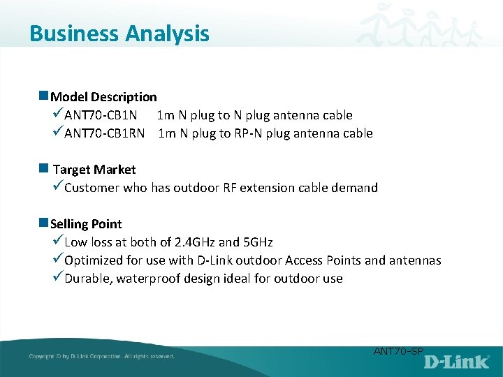 Business Analysis n. Model Description üANT 70 -CB 1 N 1 m N plug