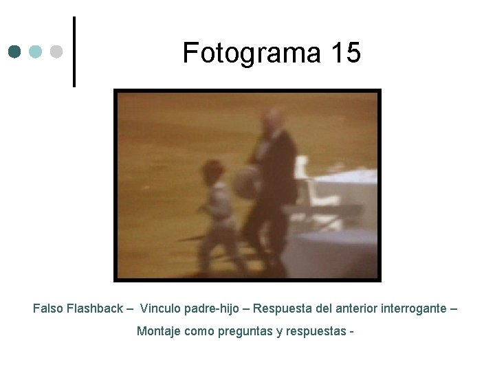 Fotograma 15 Falso Flashback – Vinculo padre-hijo – Respuesta del anterior interrogante – Montaje