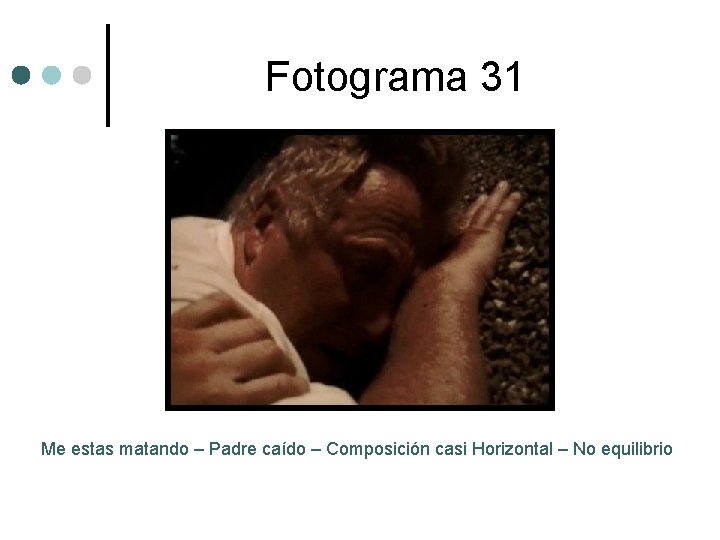 Fotograma 31 Me estas matando – Padre caído – Composición casi Horizontal – No