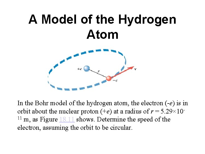 A Model of the Hydrogen Atom In the Bohr model of the hydrogen atom,