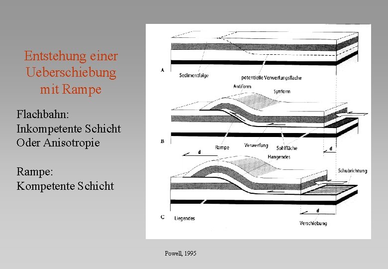 Entstehung einer Ueberschiebung mit Rampe Flachbahn: Inkompetente Schicht Oder Anisotropie Rampe: Kompetente Schicht Powell,