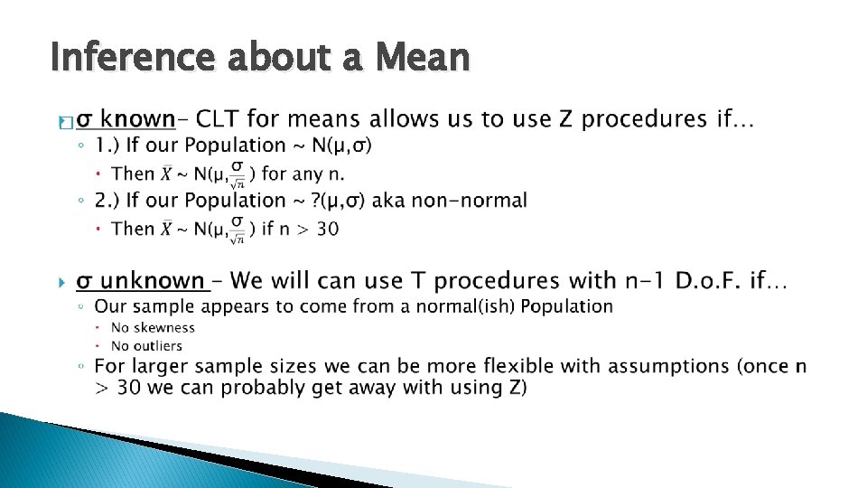 Inference about a Mean � 