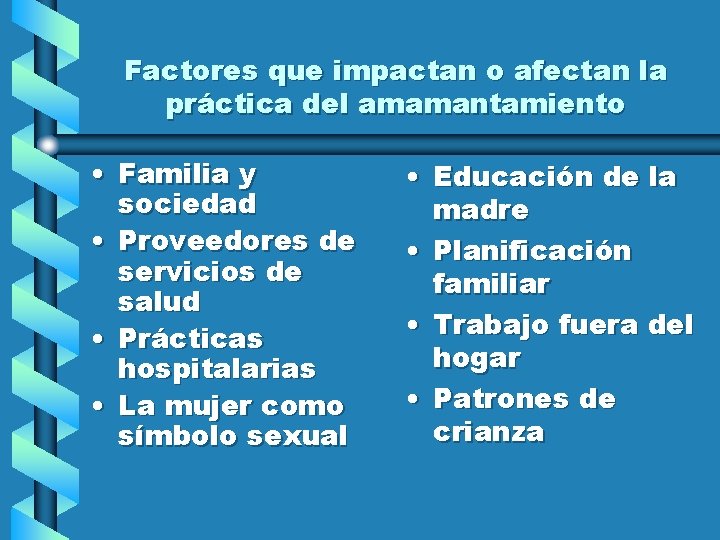Factores que impactan o afectan la práctica del amamantamiento • Familia y sociedad •