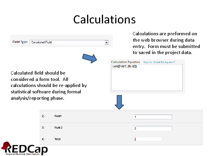 Calculations are preformed on the web browser during data entry. Form must be submitted