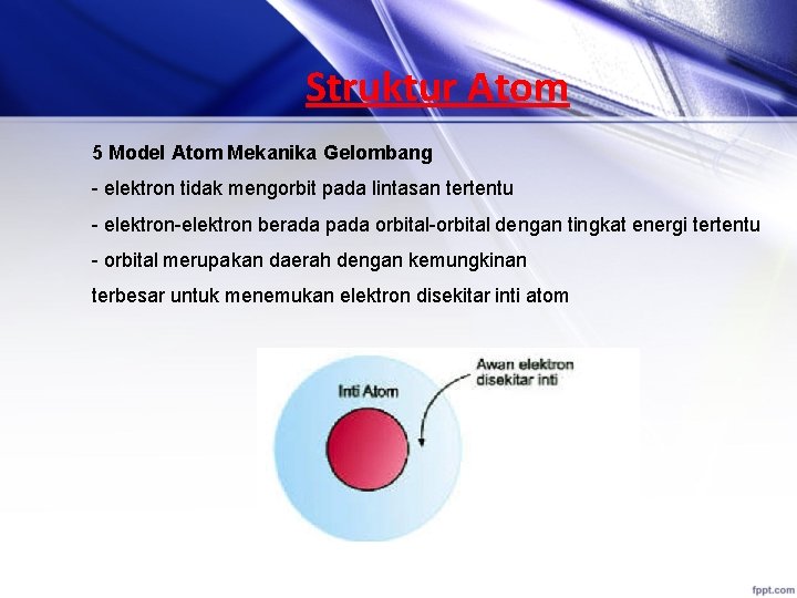 Struktur Atom 5 Model Atom Mekanika Gelombang - elektron tidak mengorbit pada lintasan tertentu