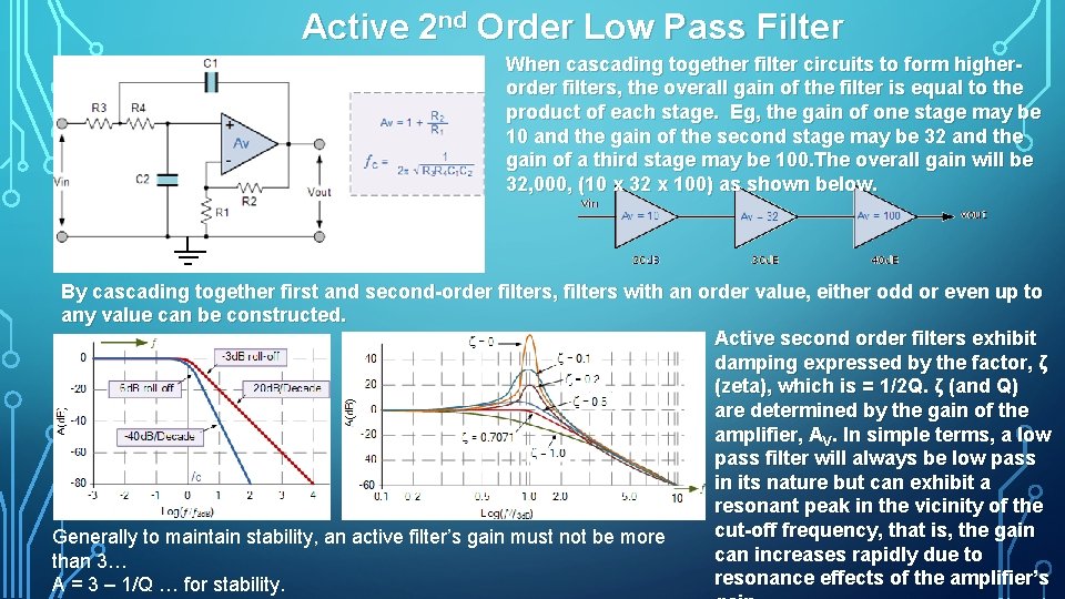 Active 2 nd Order Low Pass Filter When cascading together filter circuits to form