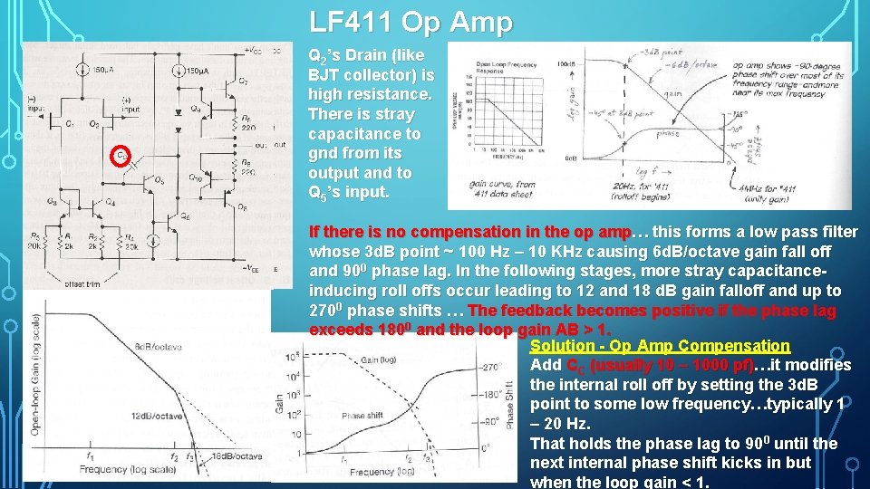 LF 411 Op Amp Q 2’s Drain (like BJT collector) is high resistance. There