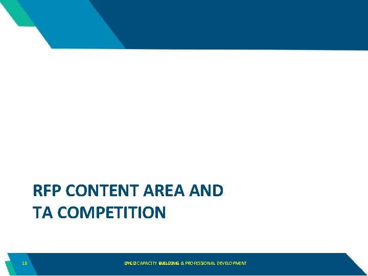 RFP CONTENT AREA AND TA COMPETITION 18 DYCD CAPACITY BUILDING & PROFESSIONAL DEVELOPMENT 