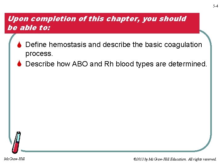 5 -4 Upon completion of this chapter, you should be able to: Define hemostasis