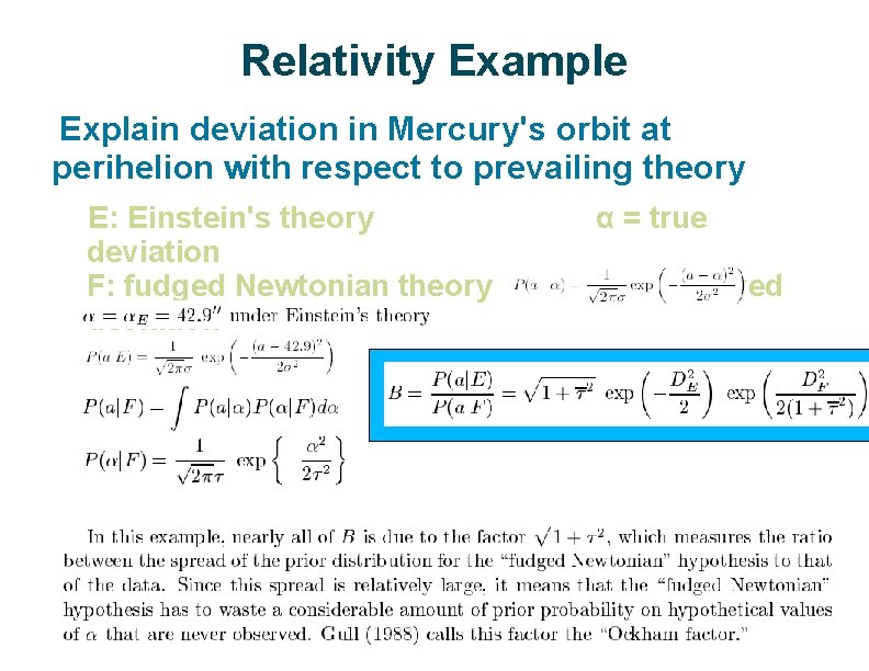 Relativity Example Explain deviation in Mercury's orbit at perihelion with respect to prevailing theory