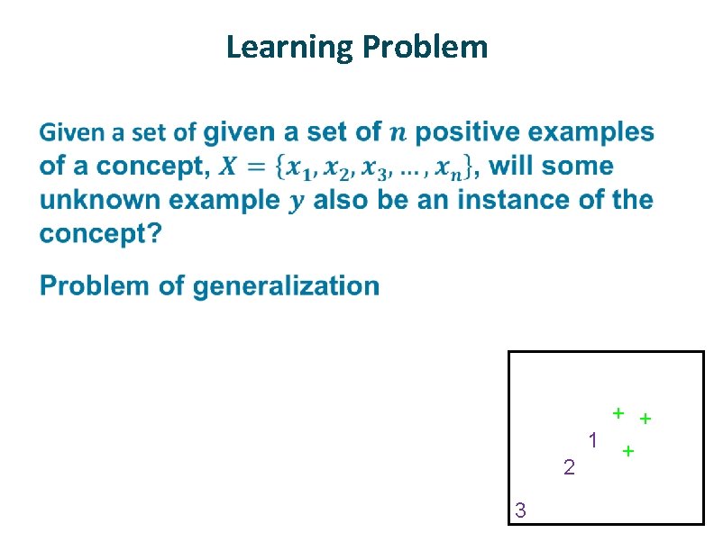 Learning Problem ü 2 3 + + 1 + 