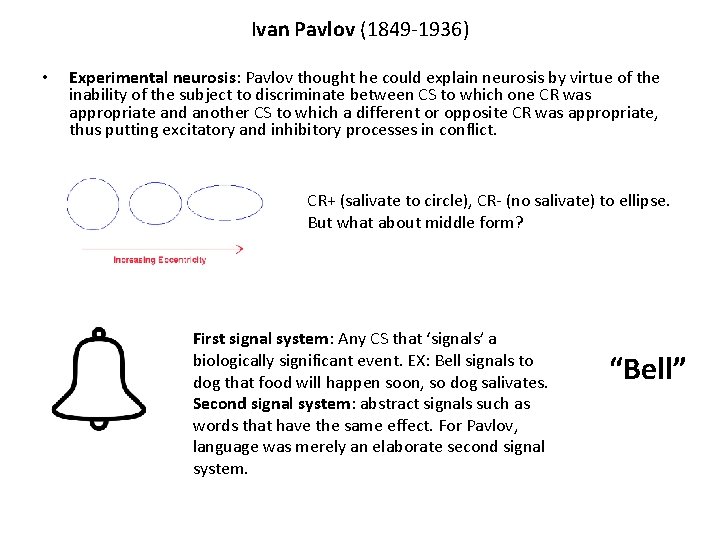 Ivan Pavlov (1849 -1936) • Experimental neurosis: Pavlov thought he could explain neurosis by