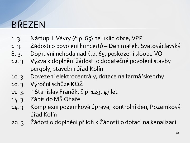 BŘEZEN 1. 3. 8. 3. 12. 3. 10. 3. 11. 3. 14. 3. 20.