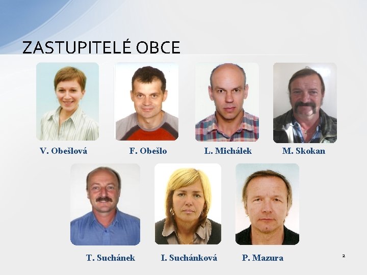 ZASTUPITELÉ OBCE V. Obešlová F. Obešlo T. Suchánek L. Michálek I. Suchánková M. Skokan